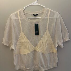 Target Cream Sheer Crop Top